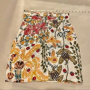 floral knee length linen skirt
